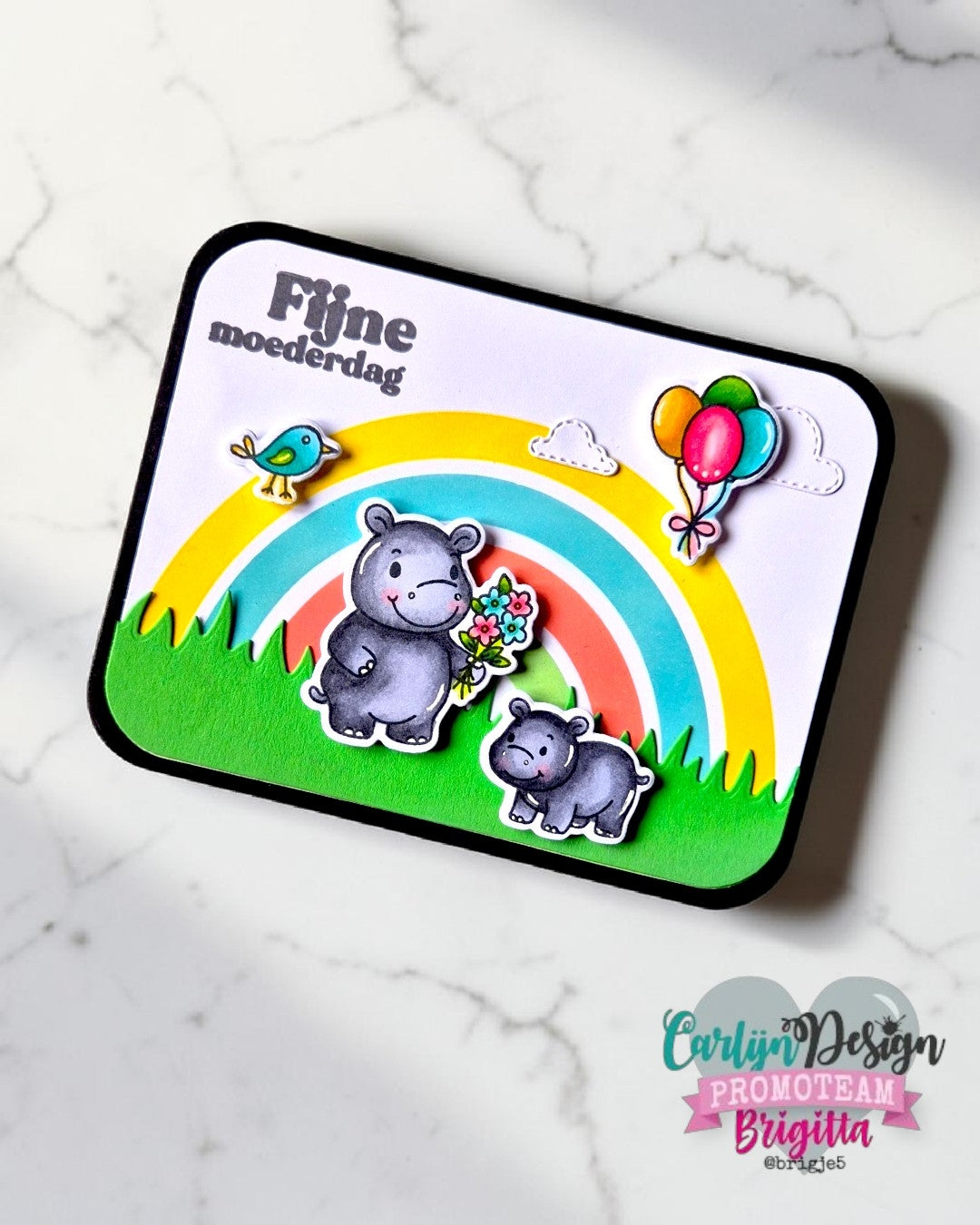CarlijnDesign Nijlpaardjes CDST-0173 stempel A6 flodhest