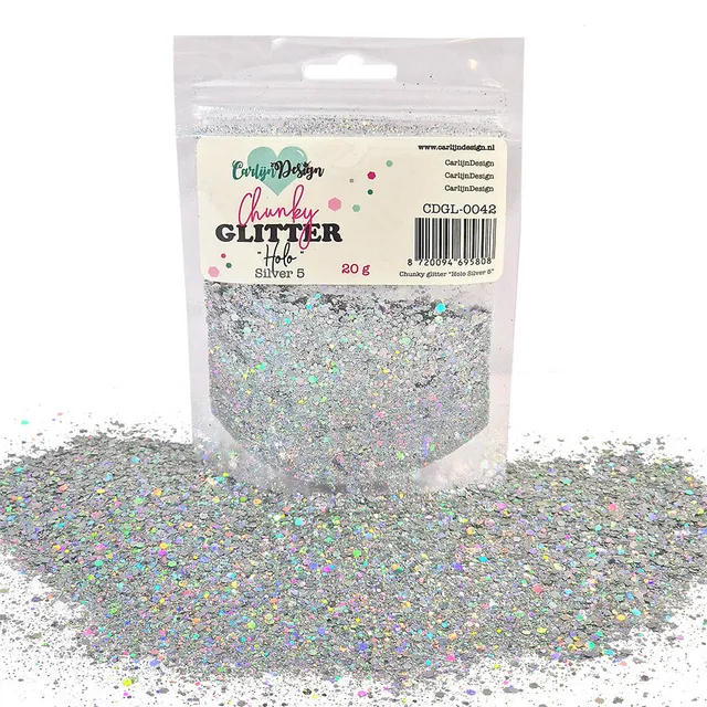 CarlijnDesign Chunky glitter CDGL-0042 glittermiks holo silver 20g
