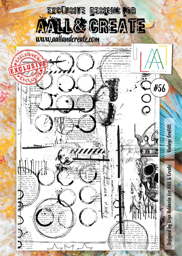 AALL & Create #56 stempelsett A4 Vintage Graffiti klar