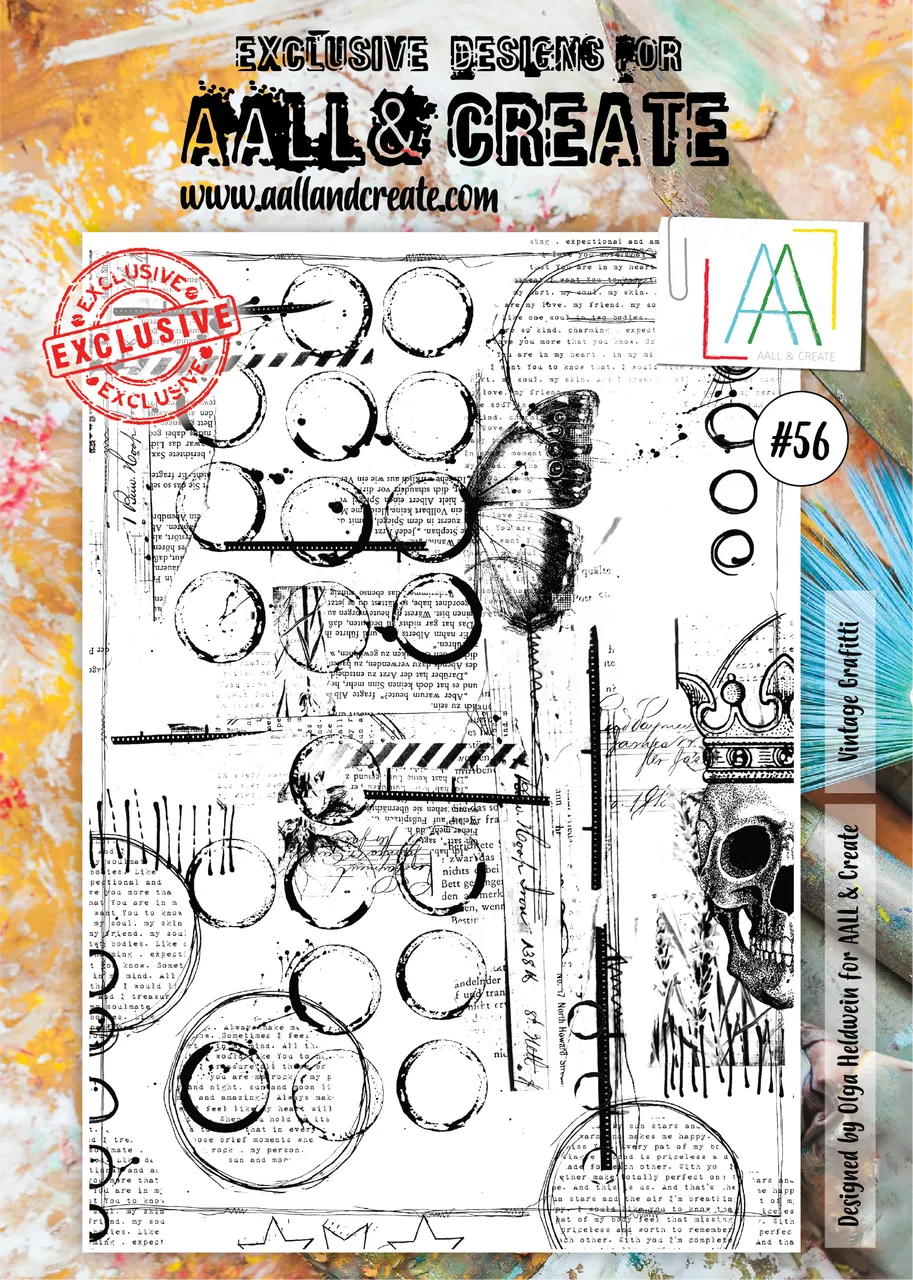 AALL & Create #56 stempelsett A4 Vintage Graffiti klar
