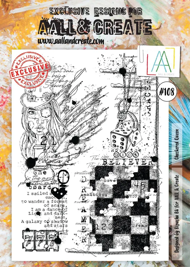 Aall and Create 108 Checkered Queen stempelsett A4 ruter
