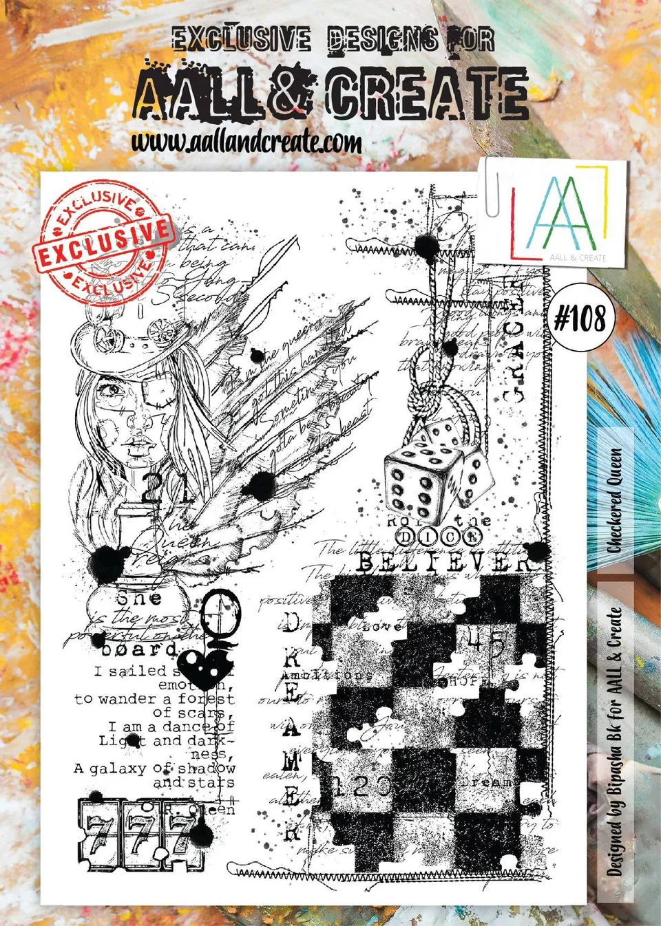 AALL & Create #108 Checkered Queen stempelsett A4 rutemønster