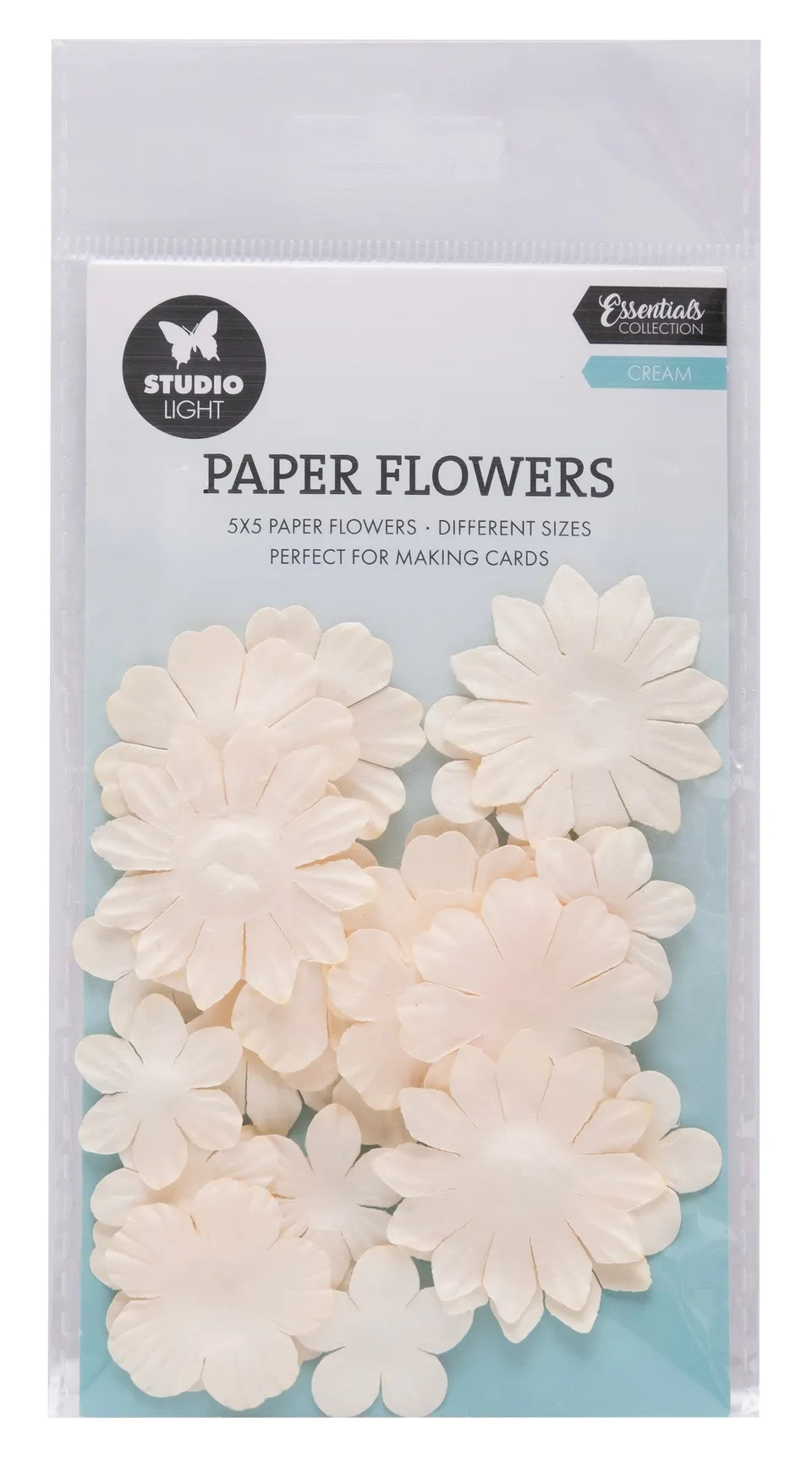 Studio Light Essentials papirblomster 25 stk krem 74 mm