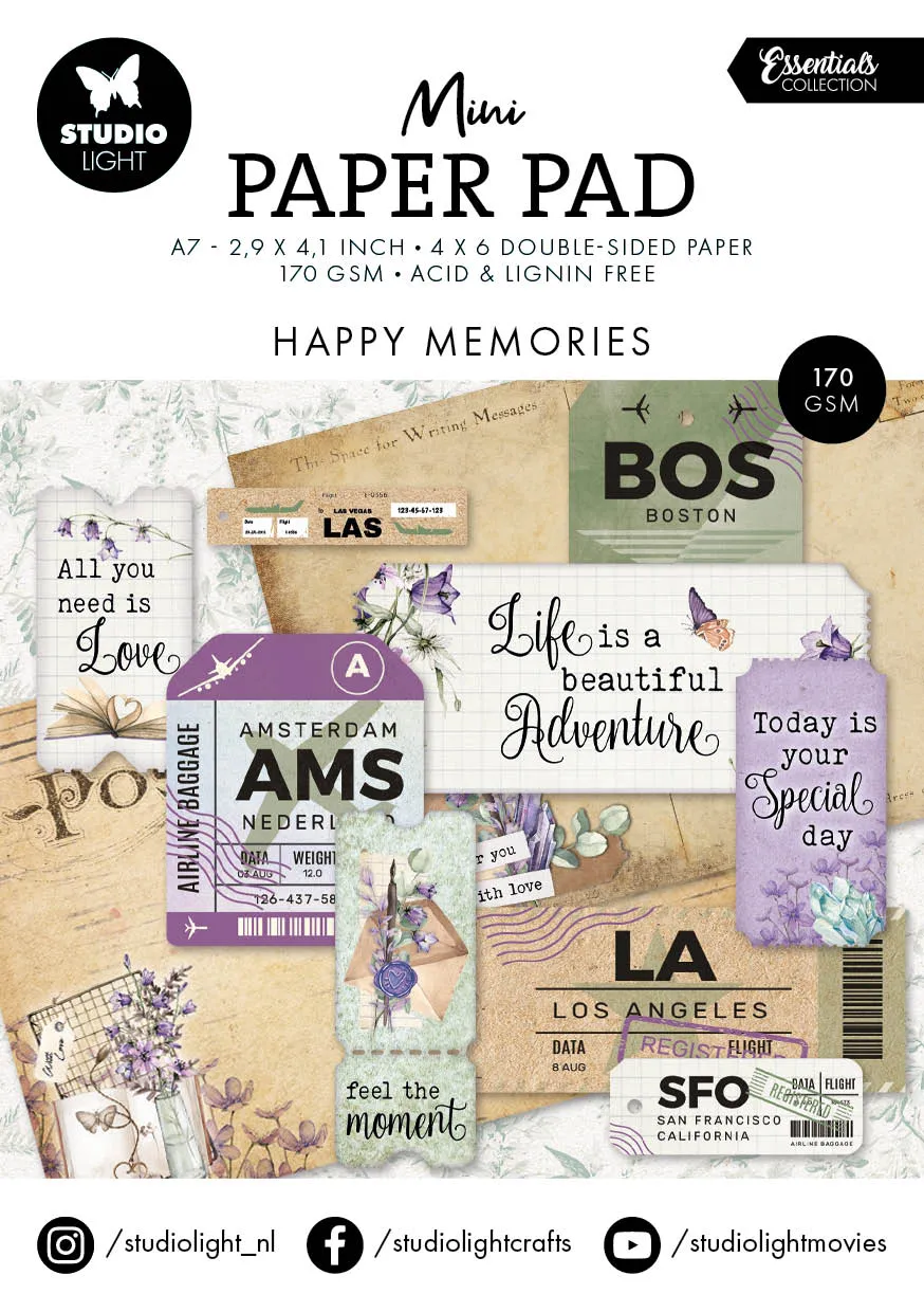 Studio Light Essentials Happy Memories minipapirblokk 7x10 cm