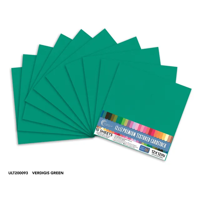 Couture Creations Verdigris kartong 12x12 10 ark grønn 216 gsm