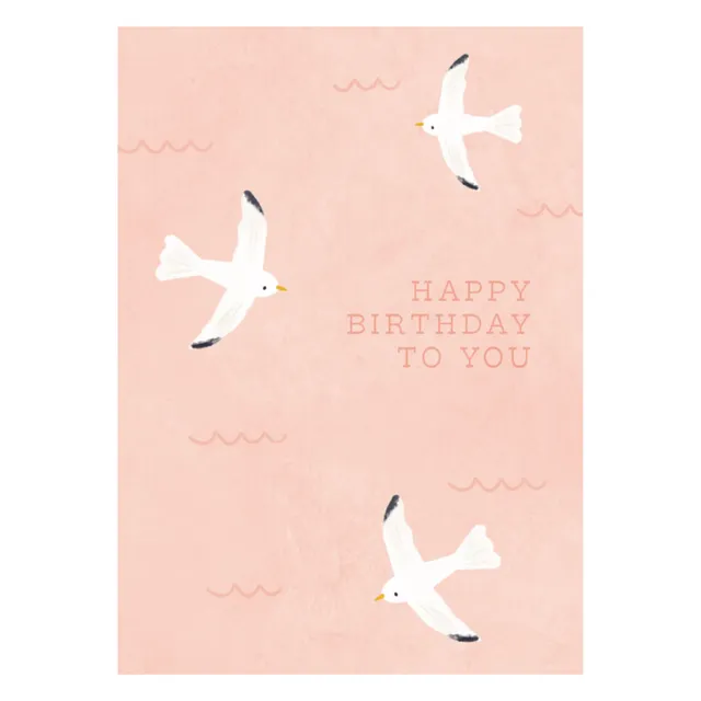 KaiserCraft Bubbles Pink Seagulls gratulasjonskort med konvolutt