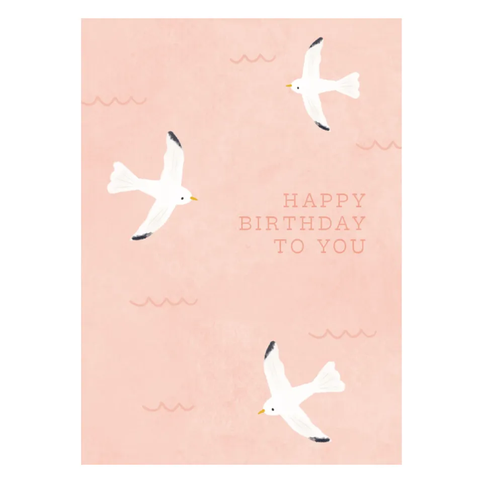 KaiserCraft Bubbles Pink Seagulls gratulasjonskort med konvolutt