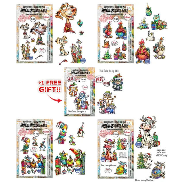 Autour de Mwa Festive Friends stempelbundle jul