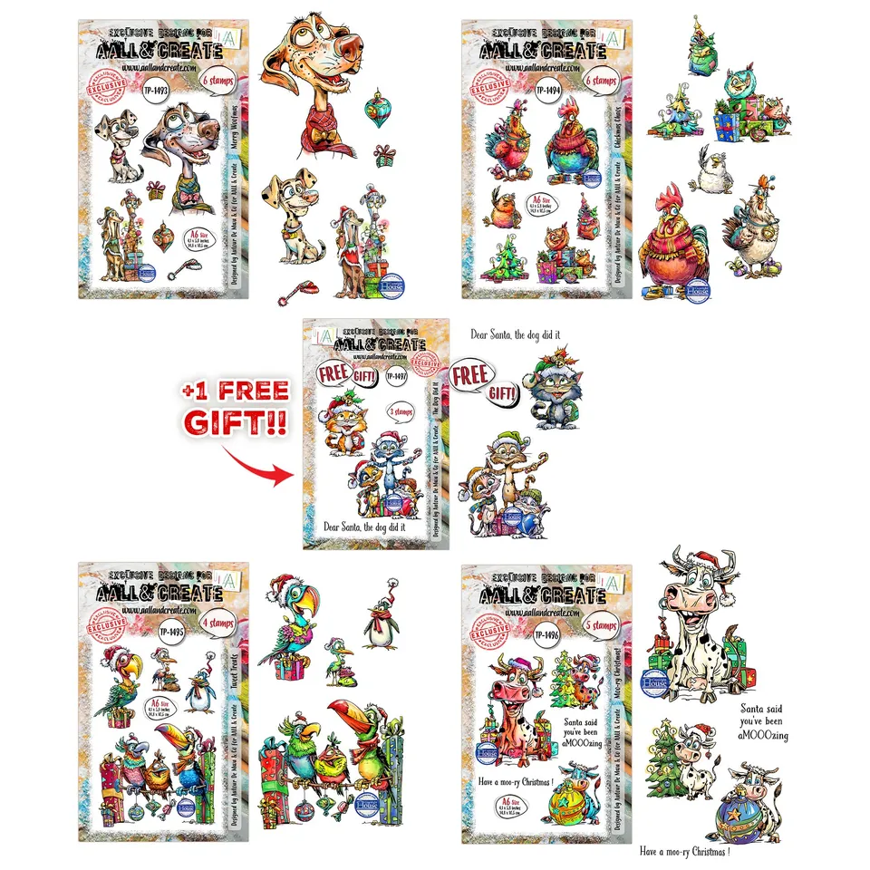 Autour de Mwa Festive Friends stempelbundle jul