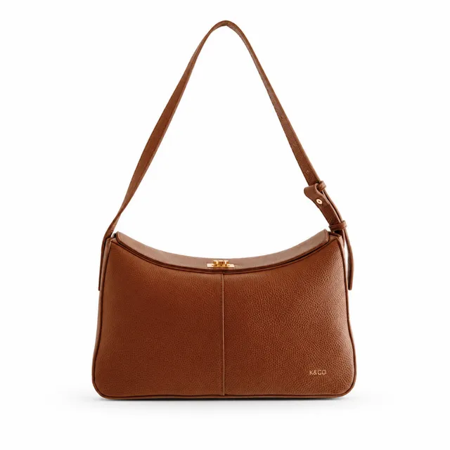 K&Co Genuine Leather Clasp skulderveske tan skinn