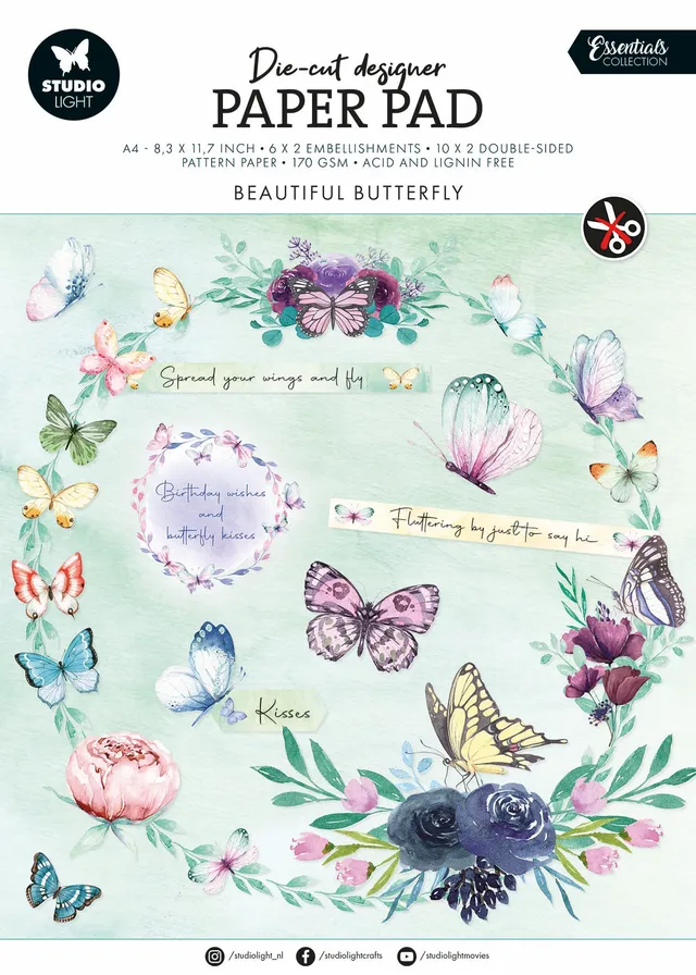 Studio Light Essentials Beautiful Butterfly die-cut blokk