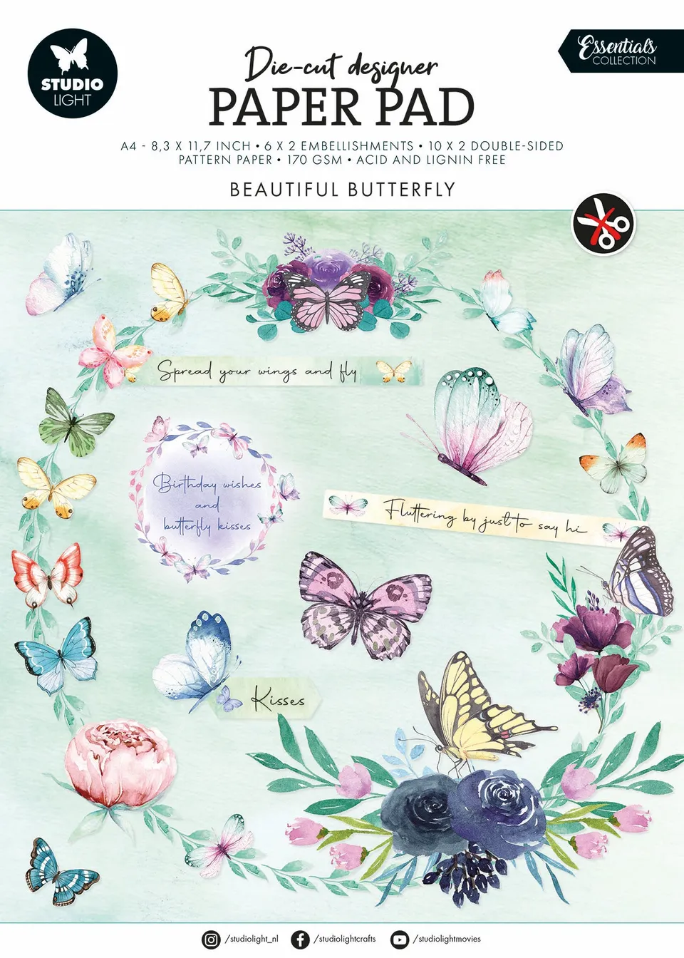 Studio Light Essentials Beautiful Butterfly die-cut blokk