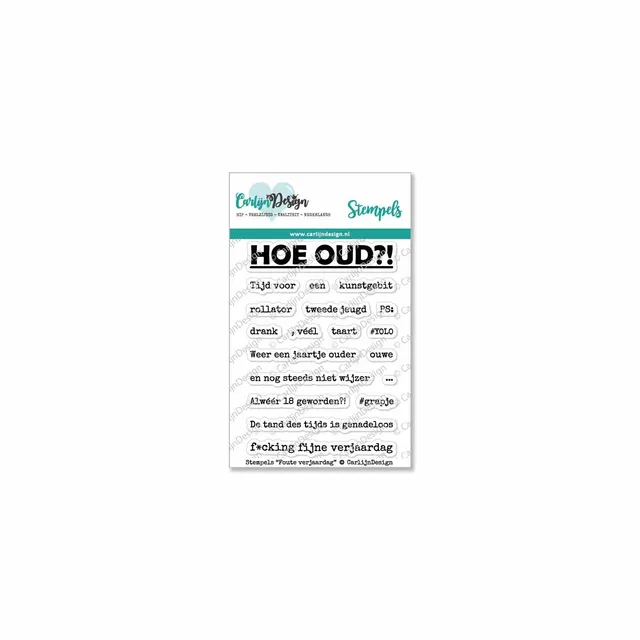 CarlijnDesign Foute verjaardag stempel CDST-0044 A7 morsom