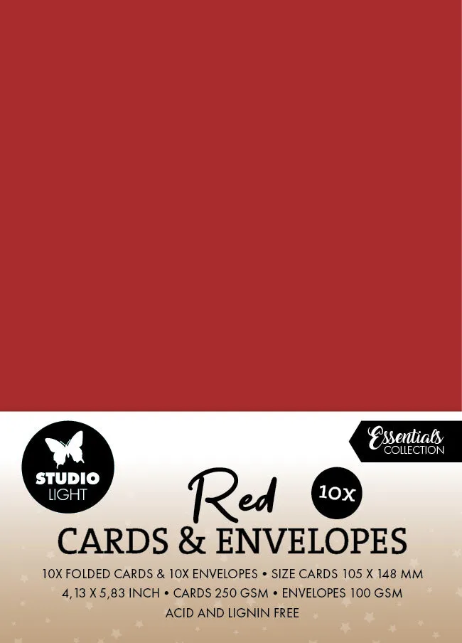 Studio Light Essentials Christmas red kort og konvolutter A6 20 stk