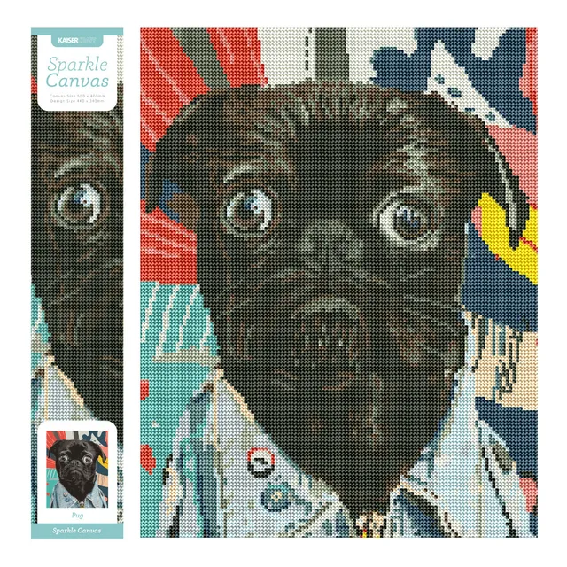 KaiserCraft Sparkle Kits Pug diamantmaling mops 40x50cm