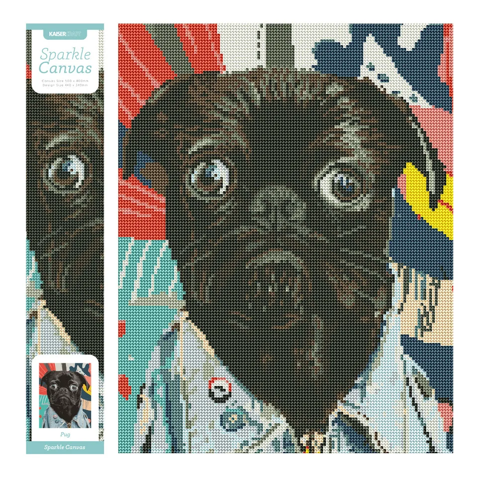 KaiserCraft Sparkle Kits Pug diamantmaling mops 40x50cm