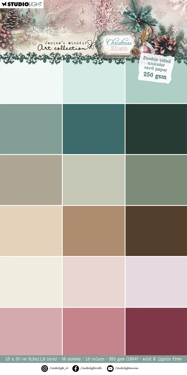 Studio Light Christmas Blush papirblokk 36 ark dobbeltsidig