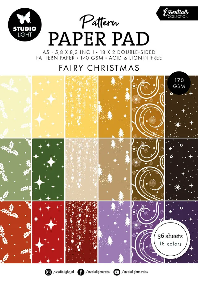 Studio Light Essentials Pattern mønsterblokk Fairy Christmas 36 ark