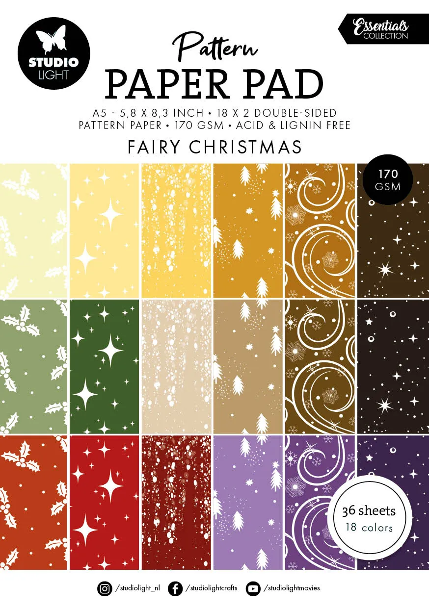 Studio Light Essentials Pattern mønsterblokk Fairy Christmas 36 ark