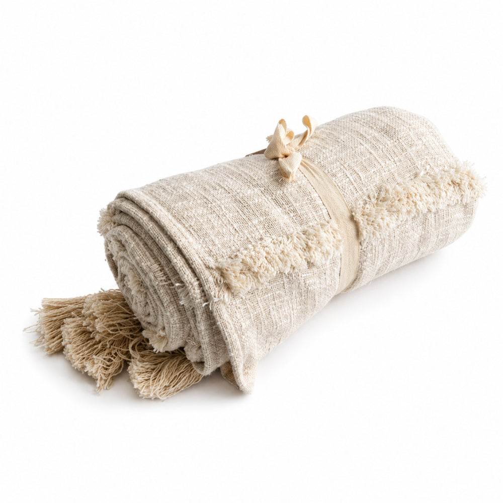 KaiserCraft Evergreen pledd bomull natural 160x240