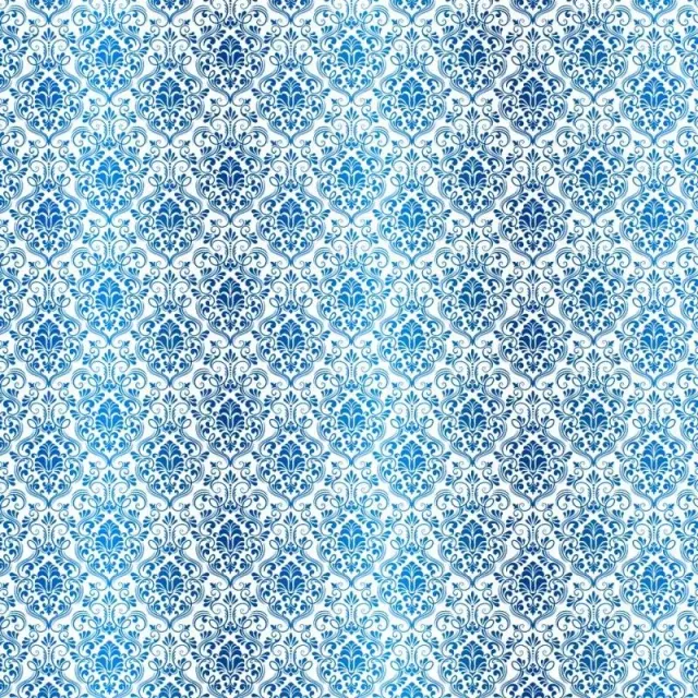 Kora Damask Fatima kartong hvit med blå folie