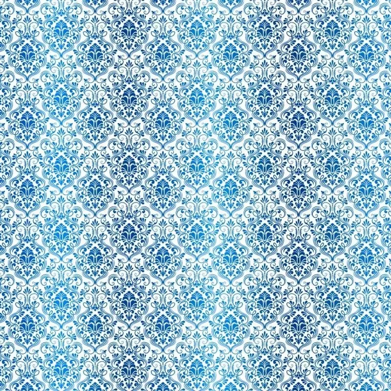 Kora Damask Fatima kartong hvit med blå folie
