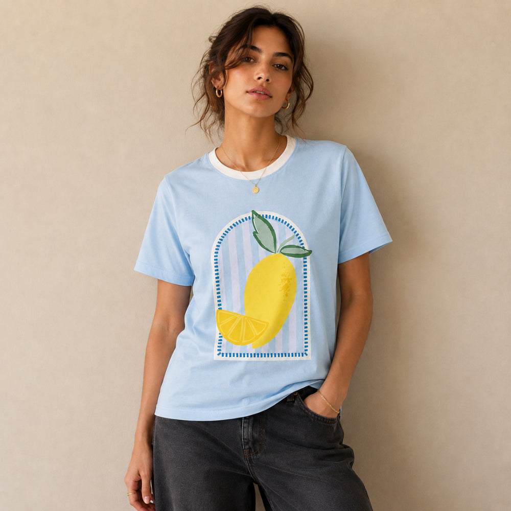 K&Co. Sunset Spritz T-skjorte bomull Lemon str. L