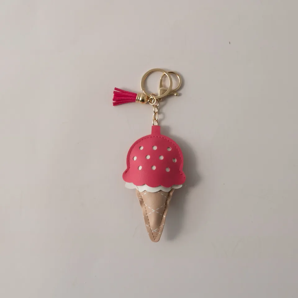 KaiserCraft nøkkelring iskrem rosa imitert skinn