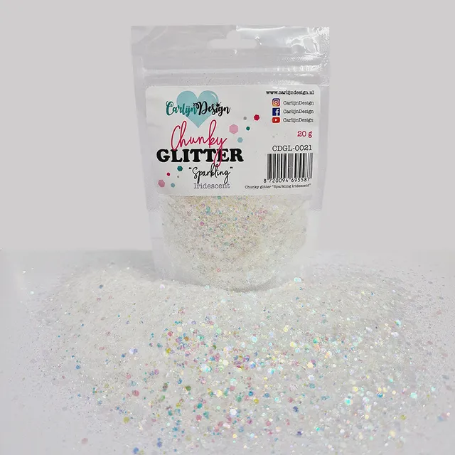 CarlijnDesign Chunky glitter CDGL-0021 Iridescent 20g hvit