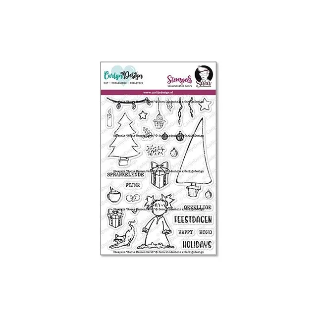 CarlijnDesign Mooie Mensen Kerst CDSL-0004 stempelsett A6 jul
