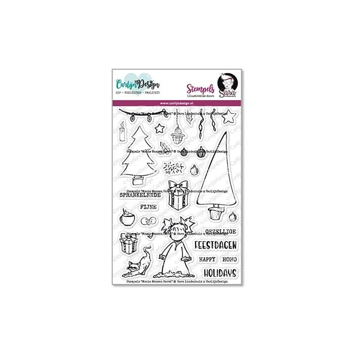 CarlijnDesign Mooie Mensen Kerst CDSL-0004 stempelsett A6 jul
