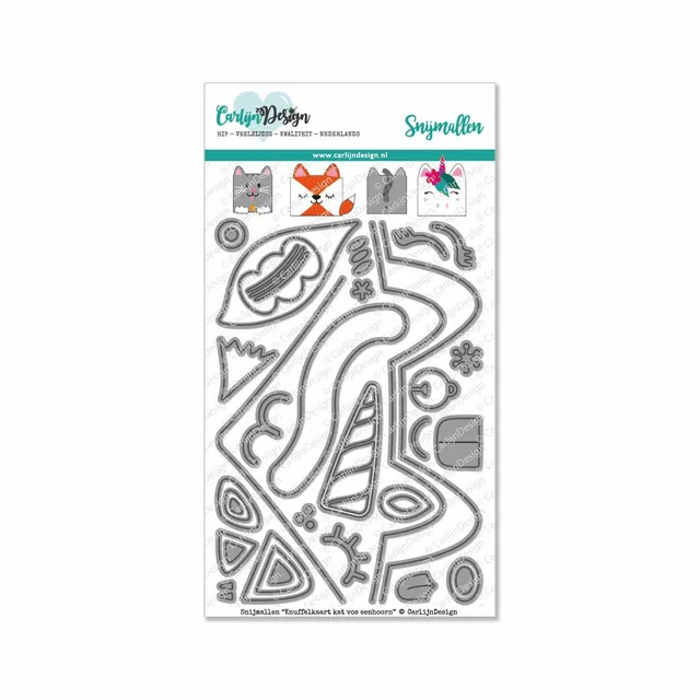 CarlijnDesign Knuffelkaart CDSN-0070 dies katt enhjørning rev