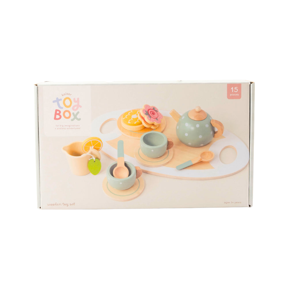 KaiserCraft Toy Box Tea Party Play Set tesett 15 deler tre