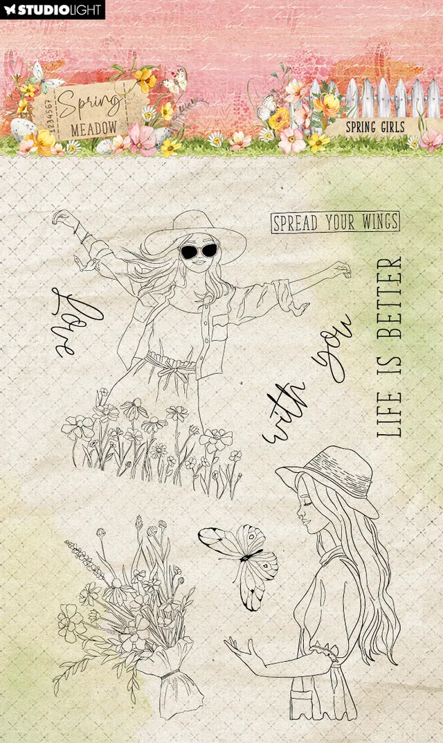 Studio Light Spring Meadow Spring Girls clear stempel 93x136 mm