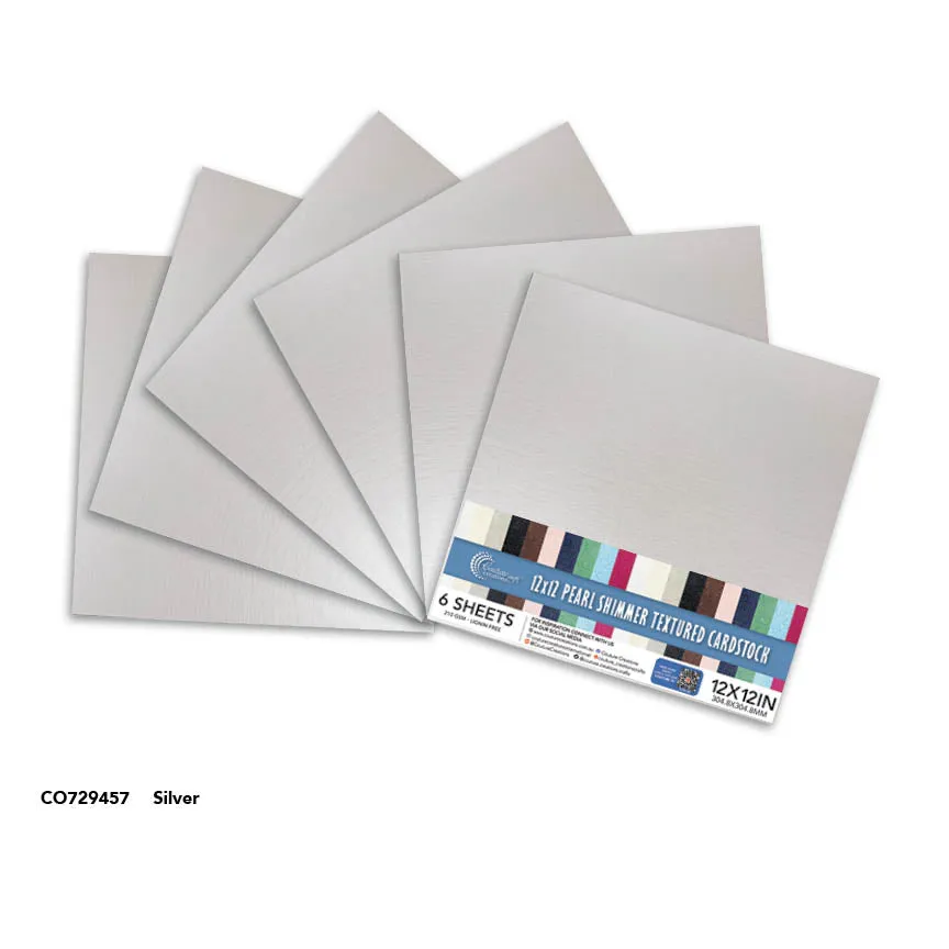 Couture Creations Silver Pearl Shimmer Cardstock 12x12 6 ark