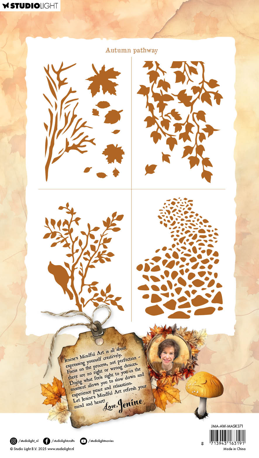 Jenine's Mindful Art Autumn Pathway sjablong 4 masker