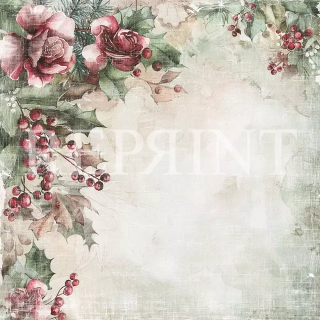 Reprint Christmas Rose mønsterpapir 30x30 cm jul