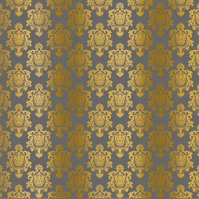 Kora Damask Hana grå kartong med gullfolie