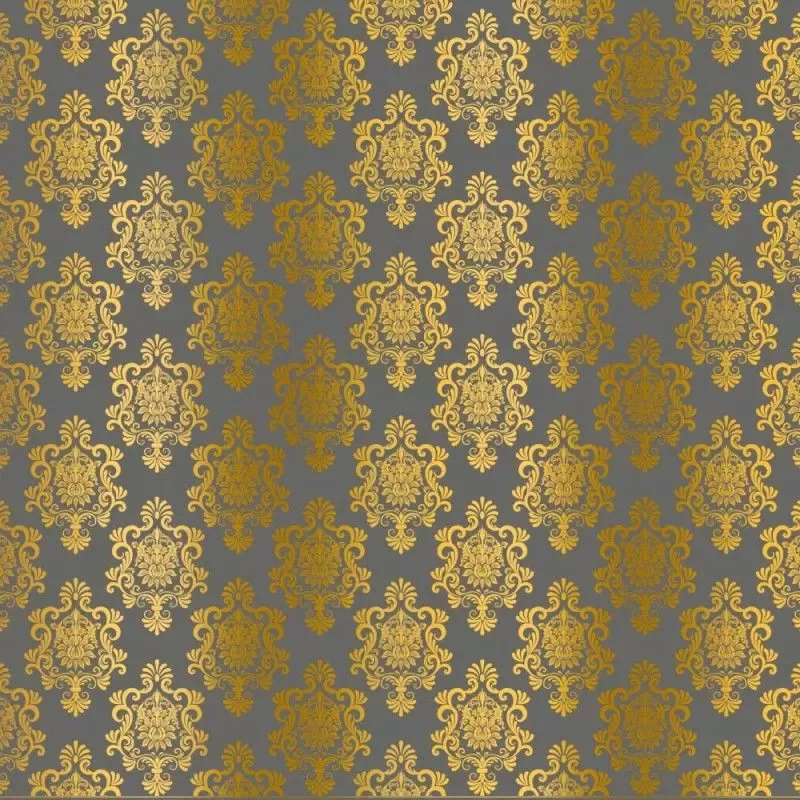 Kora Damask Hana grå kartong med gullfolie
