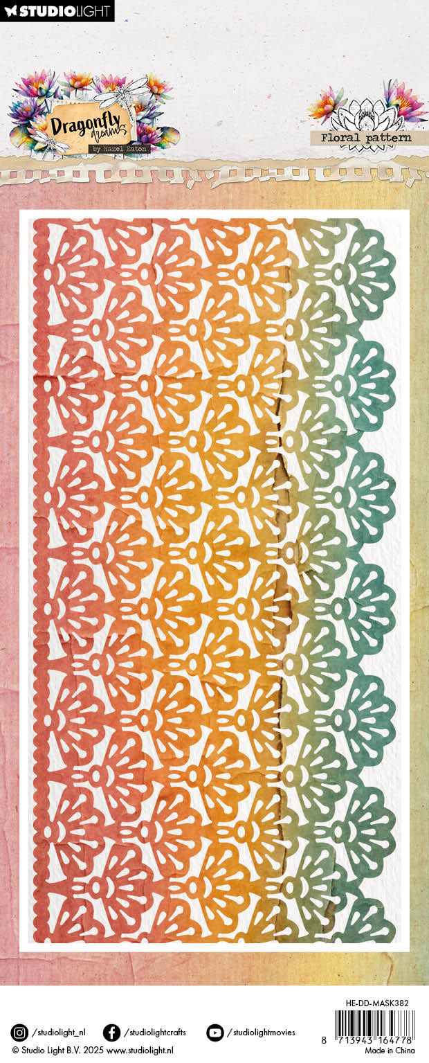 Studio Light Dragonfly Floral sjablong blomstermønster