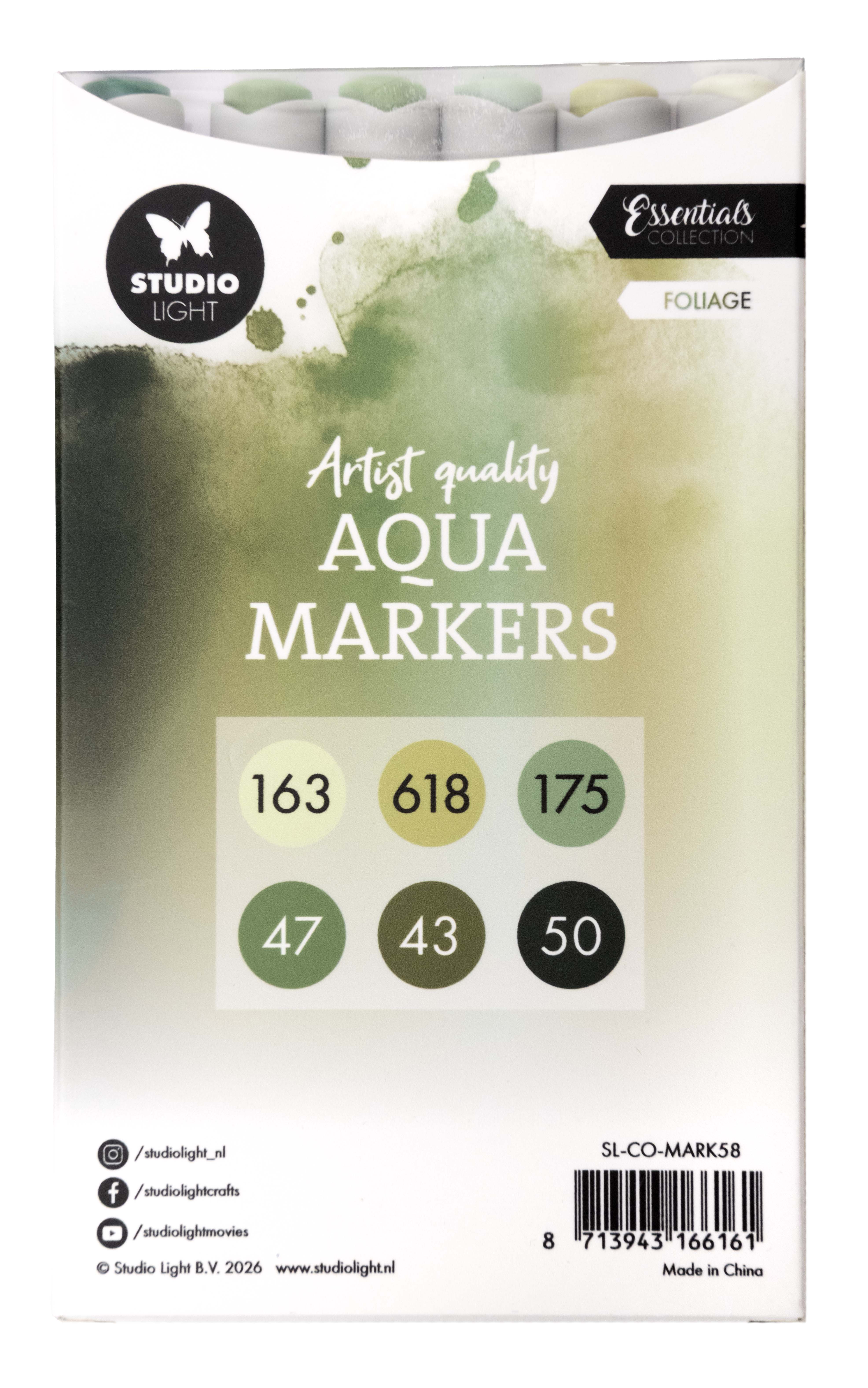Studio Light Essentials aqua markers Foliage 6 stk