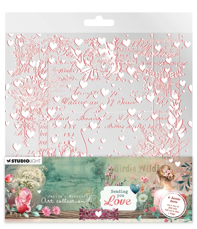 Jenine’s Mindful Art Sending You Love acetateark hvit rød