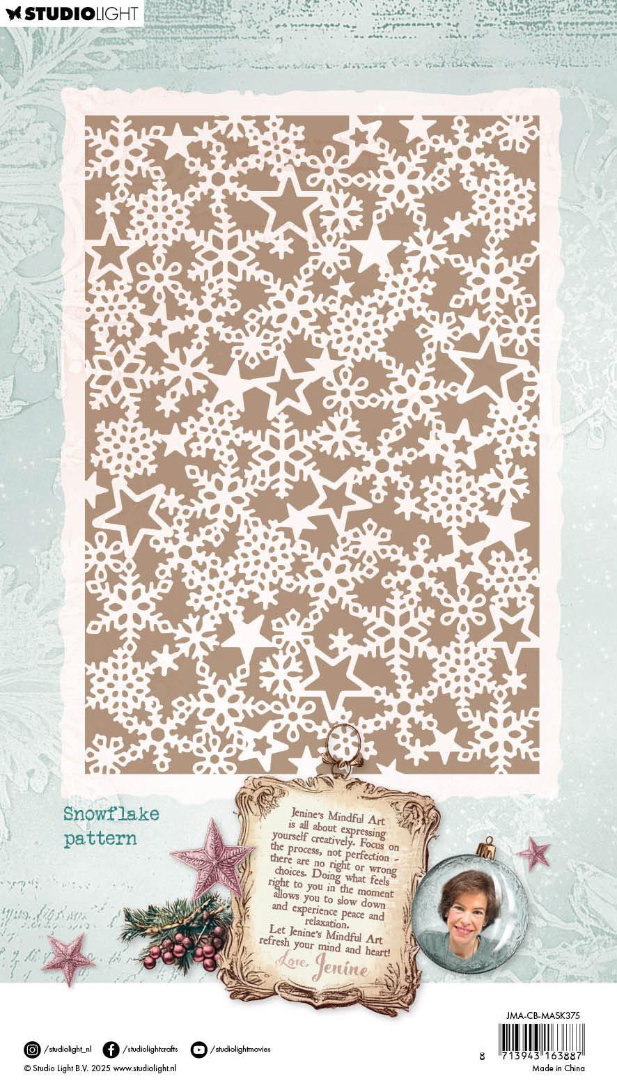 Studio Light Snowflake Pattern sjablong jul A5
