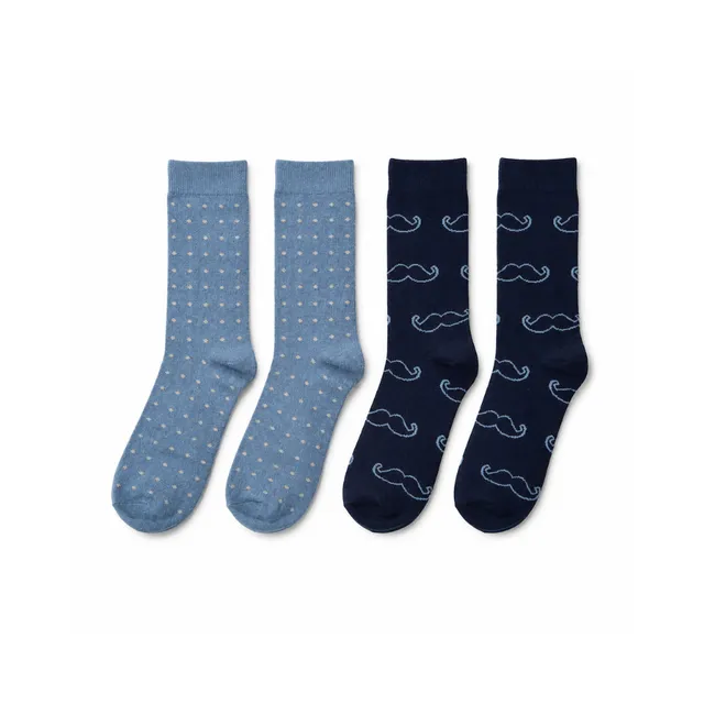 K&Co Mens Moustache ullsokker 2-pakning one size