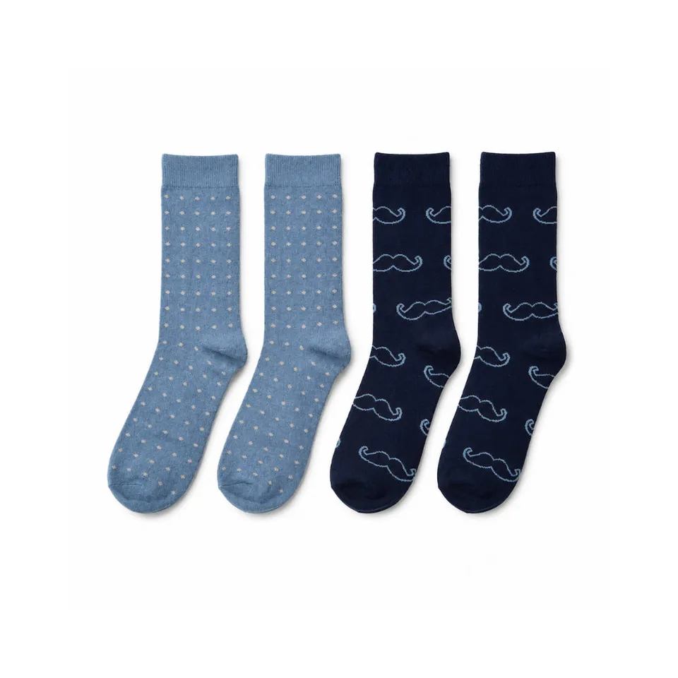 K&Co Mens Moustache ullsokker 2-pakning one size
