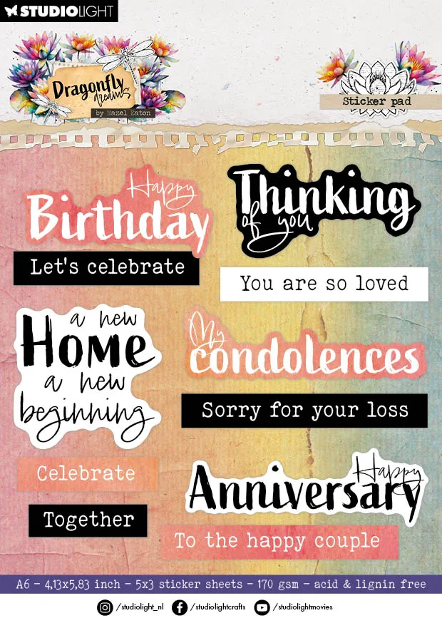 Studio Light Hazel Eaton Dragonfly Dreams klistremerkehefte