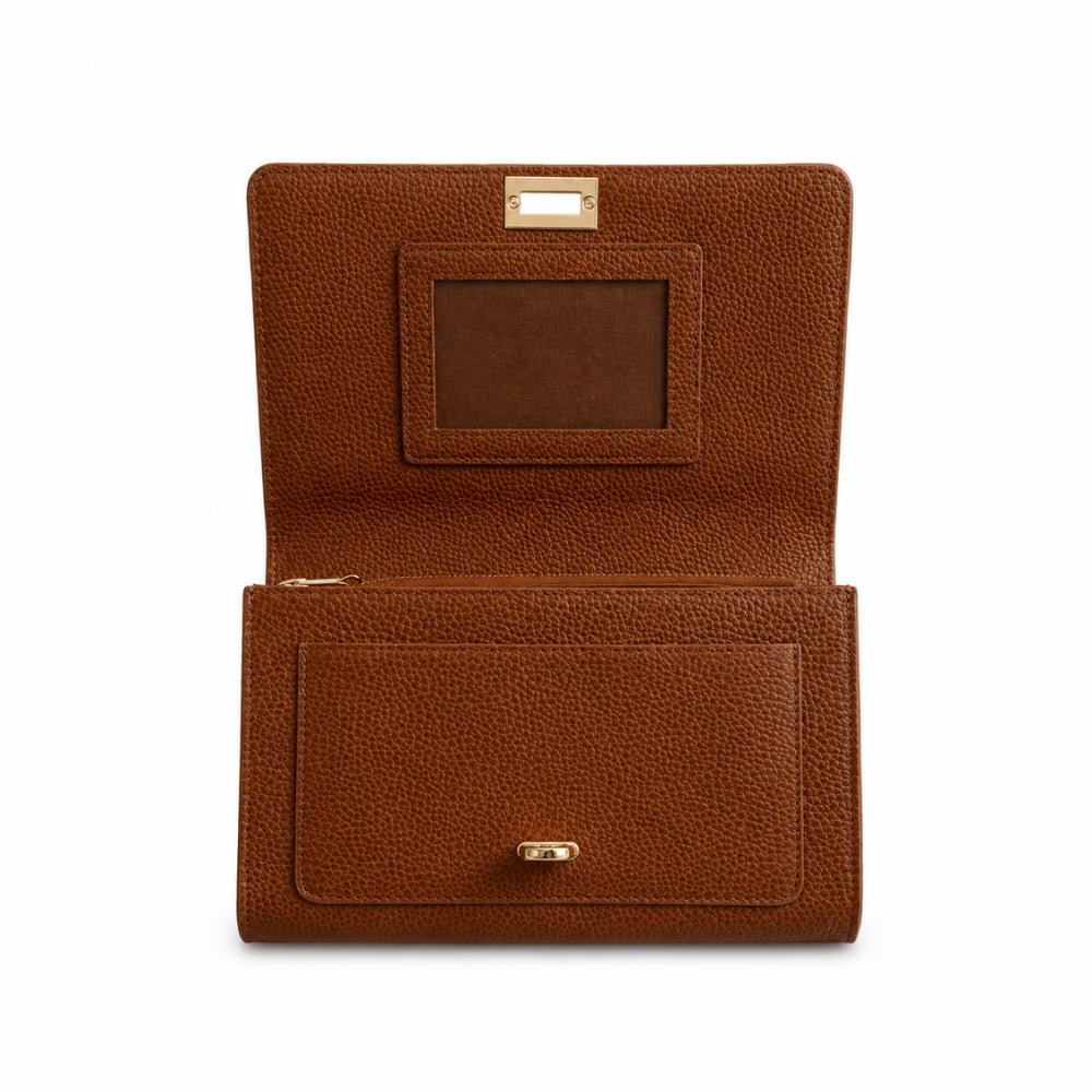 KaiserCraft K&Co Clasp lommebok clutch tan ekte skinn