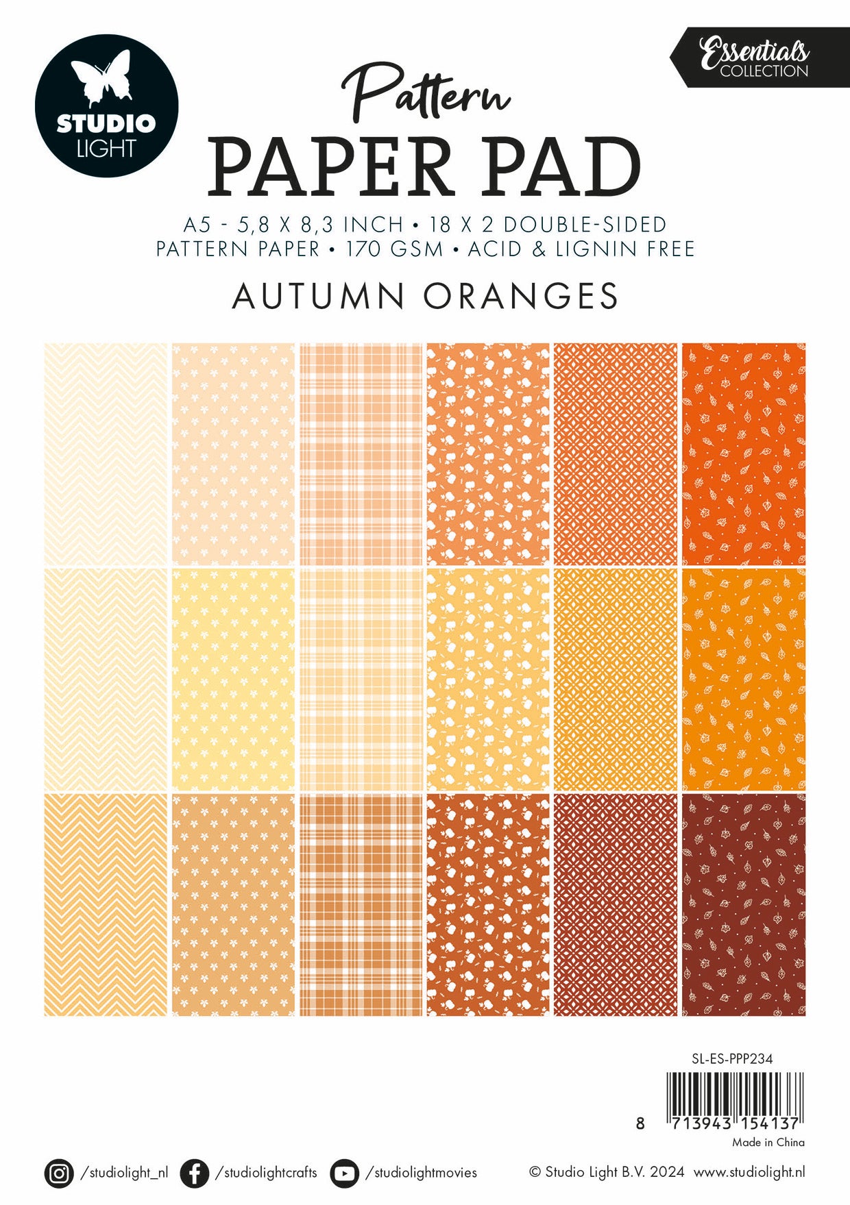 Studio Light Essentials Shades of orange mønsterpapir A5