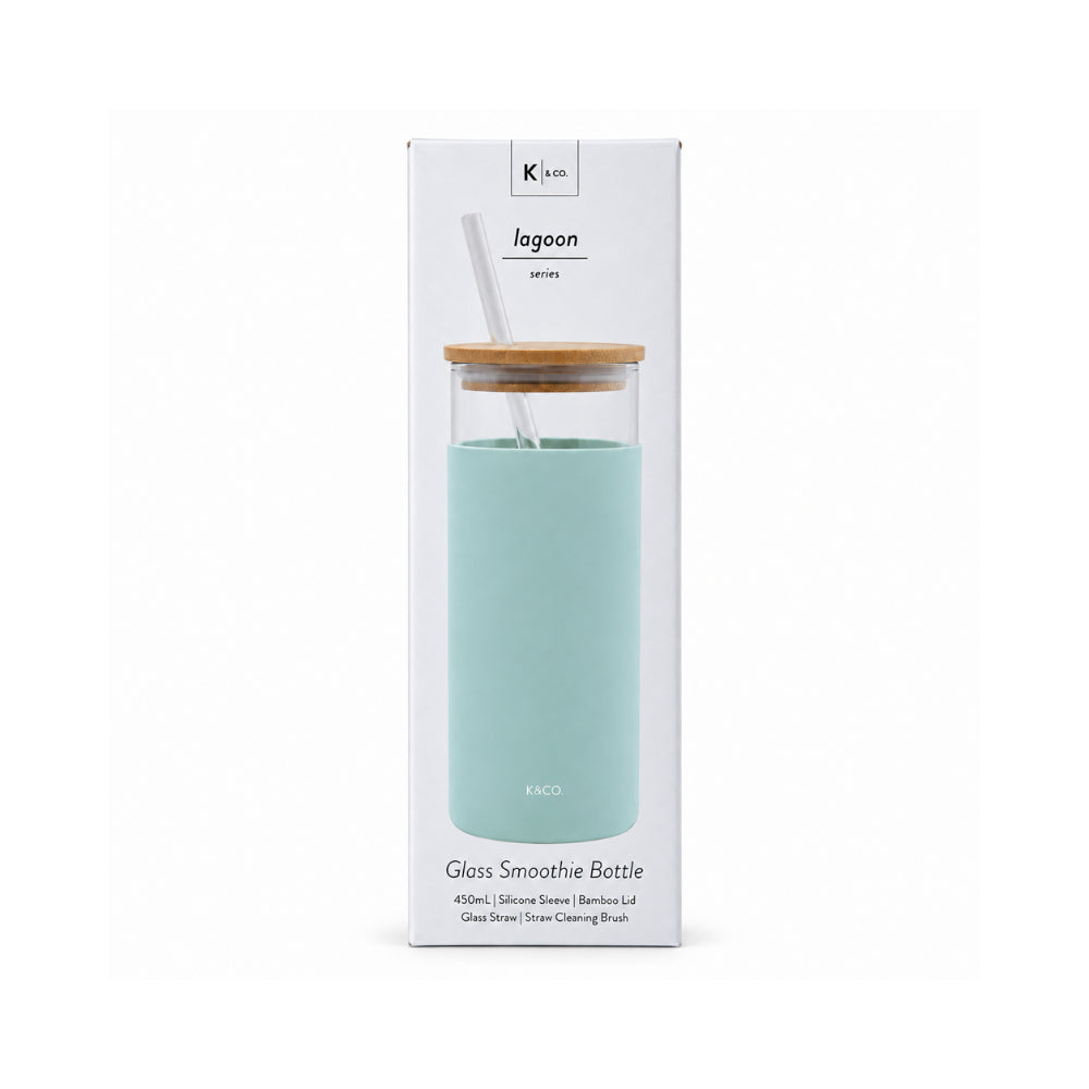K&Co. Lagoon Glass Smoothieflaske 450 ml mint silikon