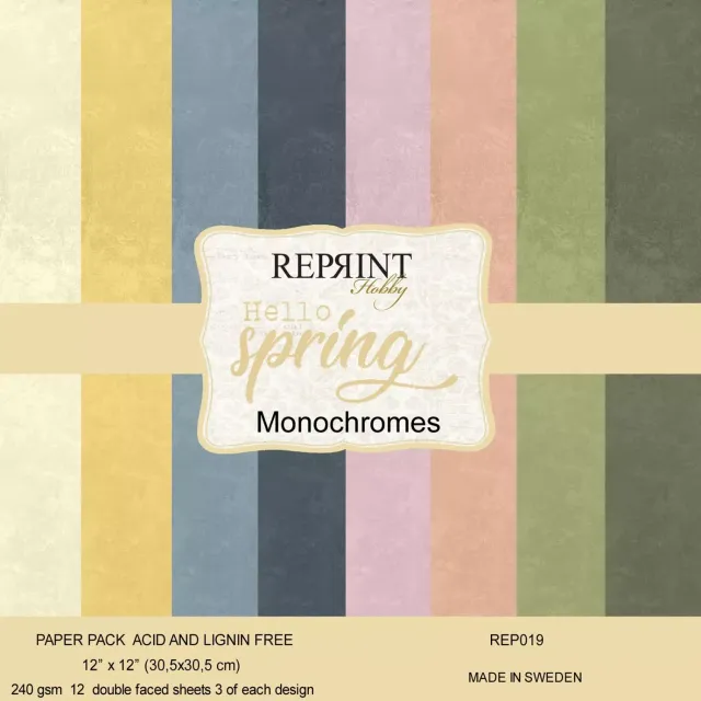 Reprint Hello Spring Monochromes mønsterpapir 12x12